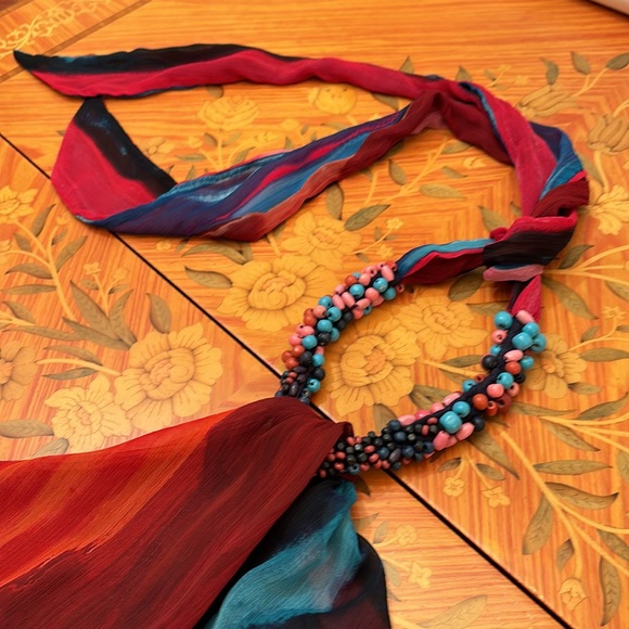 Zara BEADED HALTER multicolored print open back asymmetric hem DRESS sz.XS - Picture 15 of 17